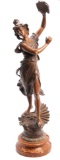 Dancing Woman with Tambourine Bronze Figure (KEN)
