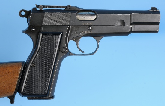 WWII Browing/Inglis/Canadian MK1* Hi Power Semi Automatic 9mm Pistol + Stock & Case FFL:5CH2369 (A1)
