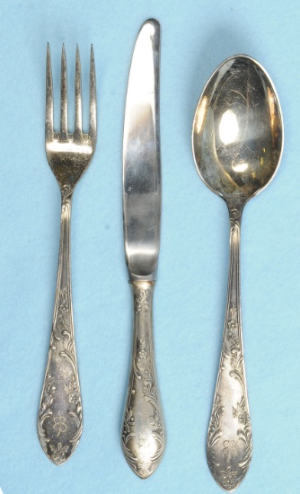 WWII German Eva Braun Silverware Set, Butterfly Style Monogram, 3 Pieces (JMT)