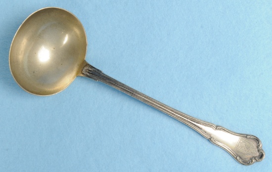 WWII Era German Hermann Goring Small Soup Ladle, Ribbed Monogram Pattern (JMT)