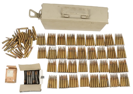 German 8mm Mauser Ammunition, Clips & MG42 Ammo Can Lot of 200 Rounds ...