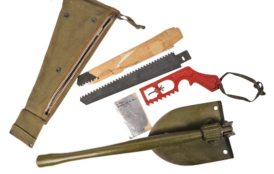 1952 Dated H-W US Military Shovel with a Survival Saw, cover, and Original Manual (J2C)