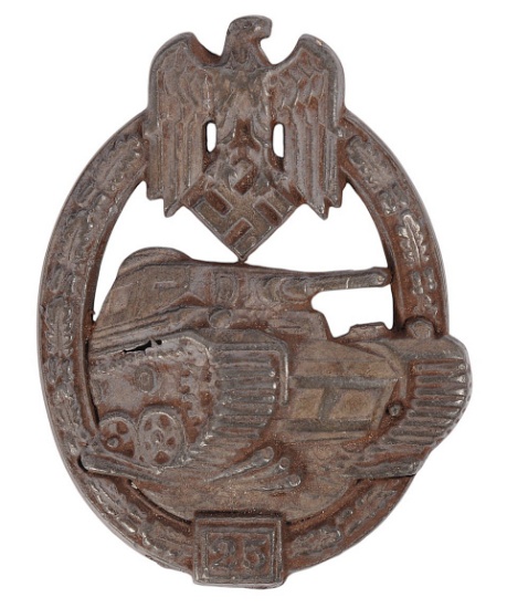 *German WWII Heer Panzer Assault Badge for 25 Engagements (C4P)