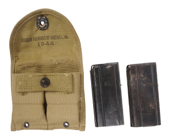 US Military WWII 1944 M1 Carbine 15-Round Magazines & a Magazine Pouch (SRW)