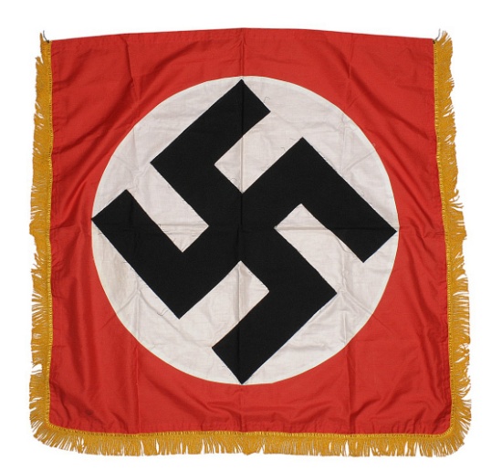 *German WWII Political Podium Silk Swastika Banner (MTL)