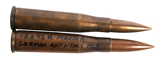 German WWI 13mm TUF Rounds Lot of 2 For the M1918 Anti-Tank Mauser Rifle (D3J)