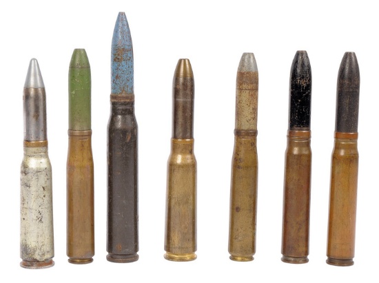 US Navy WWII Inert 20mm Projectile and Casing Lot of 7 (D3J)