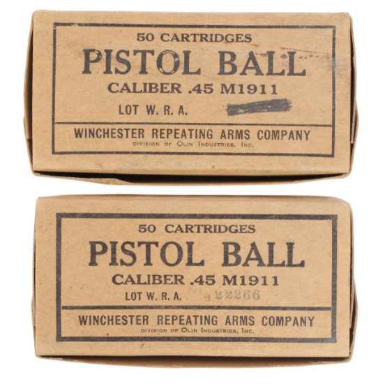 US Military WWII-Korean era 45 ACP Box Lot of 2 100 Rounds (SGF)