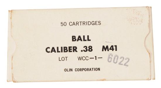 US Military WWII-Korean era Olin Company M41 Box of 50 Rounds 38. SPL (SGF)