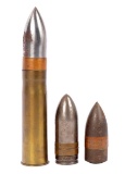 US Military WWII 37mm Hotchkiss Projectile and Casing Lot of 4 (D3J)