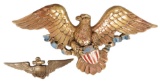 US Eagle and US WWII Aviator Wings Wall Plaque Lot of 2 (JAS)