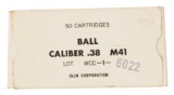 US Military WWII-Korean era Olin Company M41 Box of 50 Rounds 38. SPL (SGF)