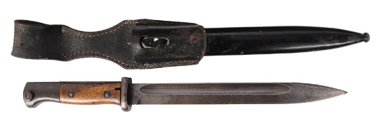 *German Military Early WWII 98k Mauser Rifle Bayonet, Scabbard & Frog (J)