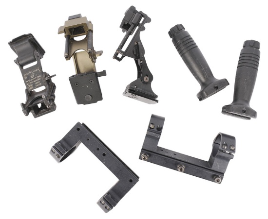 USGI / Commercial PVS-14 NVG Mount, Knights Broom Handle, and Wilcox 34mm Scope Mount Lot of 7 (A...