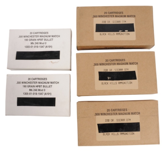 US Military USGI 300 Win. Mag. 20 Rd. Box Lot of 5 (APL)