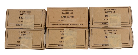 US Military USGI WWII 45 ACP 50. Rd. Box Lot of 6 (D3J)