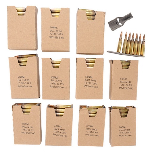 US Military USGI 5.56mm Lot of 11 Packs of 30 on Stripper Clips, with Speed Loader and Ammo (BRA)