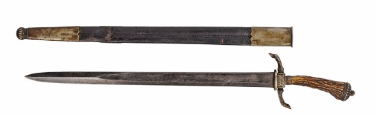 Rare Pre WWI to WWI era German Engraved Hunting Association Short Sword (B3A)