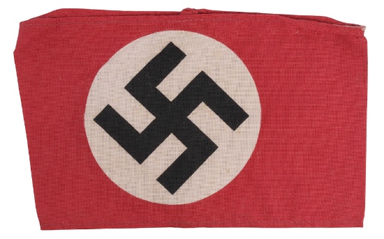 *German Political WWII era Silk-Screened Swastika Armband (M2J)