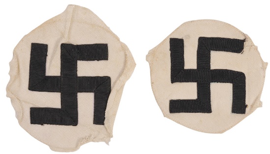 Two *German WWII era Swastika Center-Pieces from Nazi Flags (M2J)