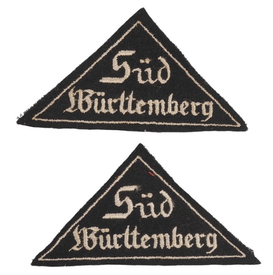Two *German WWII Hitler Youth/BDM Shoulder Patches for Sud Wurttemberg (M2J)