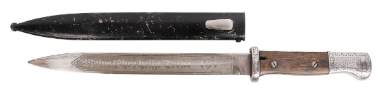 Scarce *German WWII 1940 "ASW" Code 12th SS Panzer Div Engraved K98 Dress Bayonet (APL)
