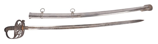 Rare Civil War Union Non-Regulation Proof Marked Field Officers Sword with Repro Scabbard (C2M)