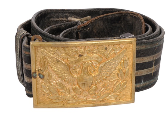 US Spanish American War Army Officer Dress Sword Belt with Model 1872 Eagle Plate Buckle (C2M)