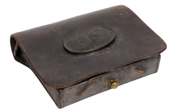 Nice US Army Civil War issue Cartridge Pouch and Plate (C2M)