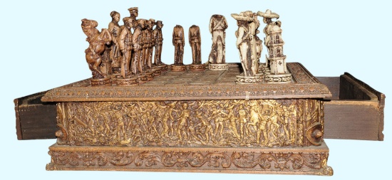 Interesting Custom Mexican American War Themed Chess Set  (RJC)