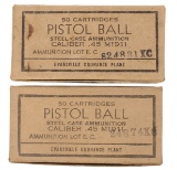 US Military USGI 45 ACP 50 Rd. Box Lot of 2 (D3J)