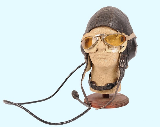 *German WWII Luftwaffe LKpW101 Winter Flying Helmet by Siemens with Avionics & Goggles (C3T)