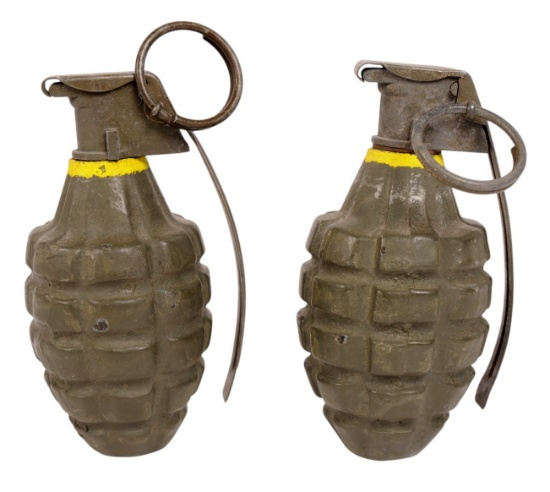 Inert US Military USGI WWII MKII Fragmentation "Pineapple" Grenade Lot of 2 (C3T)