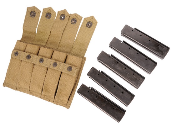 US Military World War II Thompson .45 20 Round Magazines & Original Pouch (CWA)
