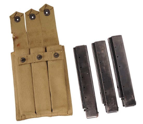 World War II USMC Marked Thompson Pouch & 30 Round .45 Magazine Lot (CWA)