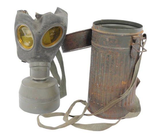 *German WWII Military Gas Mask and Cannister (PBS)