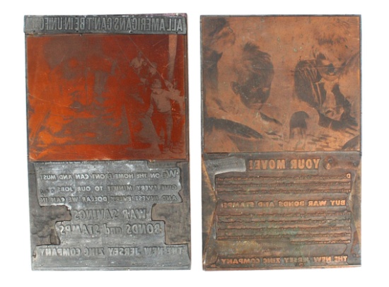 Vintage War Bond Newspaper Printing Block Tablet Lot of 2  (C4P)