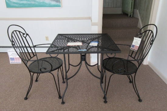 TELESCOPE CASUAL CAST IRON PATIO SET TABLE AND 2 CHAIRS