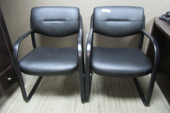 2 LEATHER STYLE ARMCHAIRS