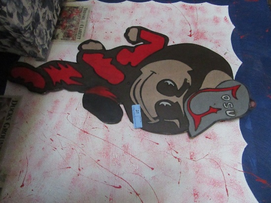 OHIO STATE UNIVERSITY MASCOT WOODEN PLAQUE 2-1/2 FOOT TALL