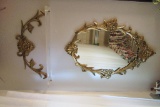 METAL GOLD FRAME MIRROR AND WALL SHELF