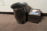 MODERN STYLE METAL WASTEBASKET AND TISSUE DISPENSER