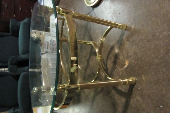 BRASS GLASS TOP END TABLE