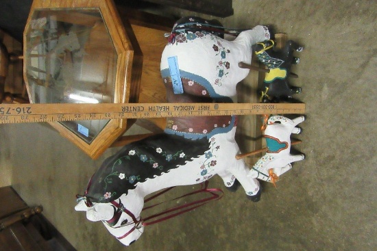 CAROUSEL HORSE WITH POLE AND 2 SMALL CAROUSEL HORSES