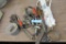 MISCELLANEOUS TOOLS - WRENCHES, CHAIN, POWER STRIP, SCREWDRIVER, BAGS, OIL,