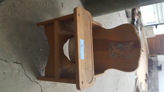 CHILD'S WOODEN POTTY CHAIR