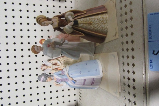 5 LENOX FIGURINES - VICTORIA. ANN. ELIZABETH. JANE. THE CHRISTMAS ROSE.