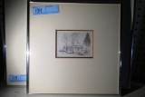 H. FARRER 1870 ORIGINAL 4-1/2x3-1/2 ETCHING (frame size 12x12)