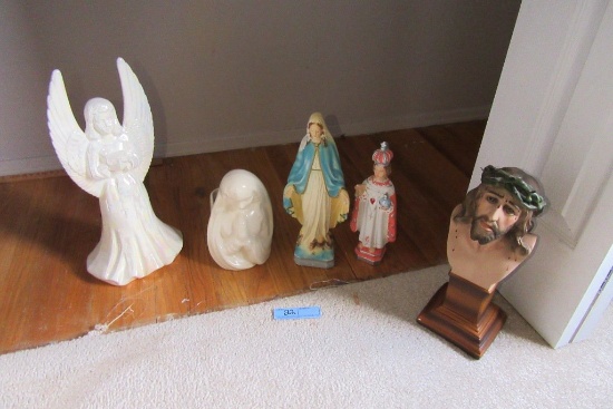 LOT OF RELIGIOUS FIGURINES AND VASES