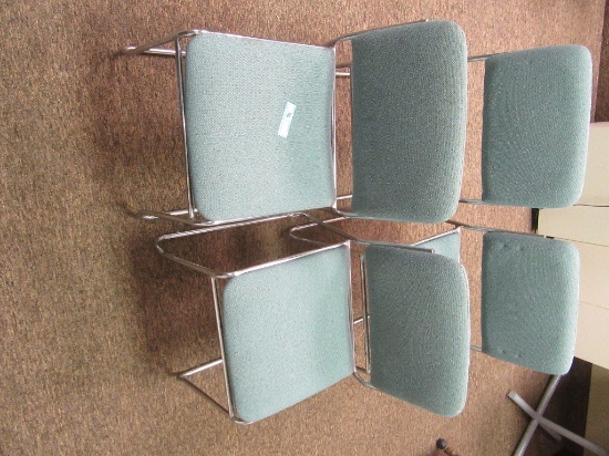 (4) MLP SEATING CORPORATION OF ELK GROVE VILLAGE PALE GREEN STACKING CHAIRS